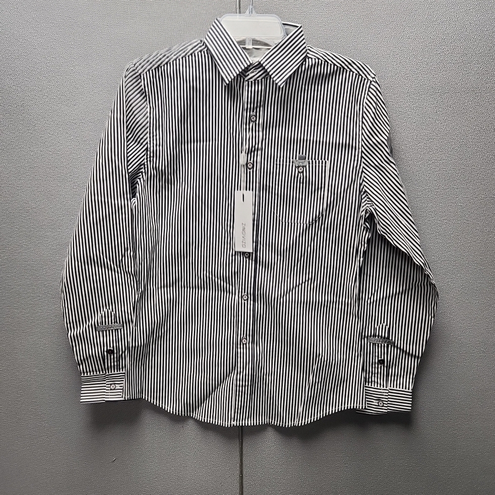 Men's Black and White Striped Shirt Small